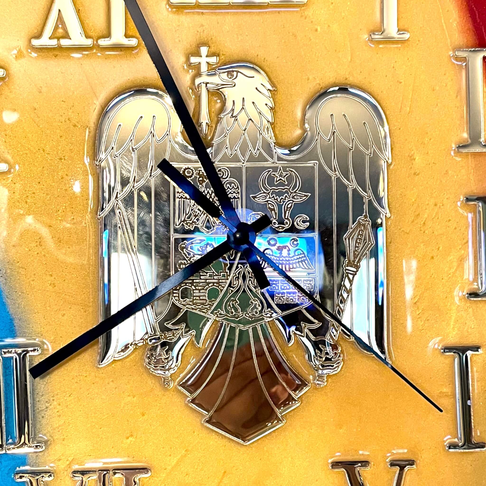 Eagle Coat of arms of Romania on the wall clock