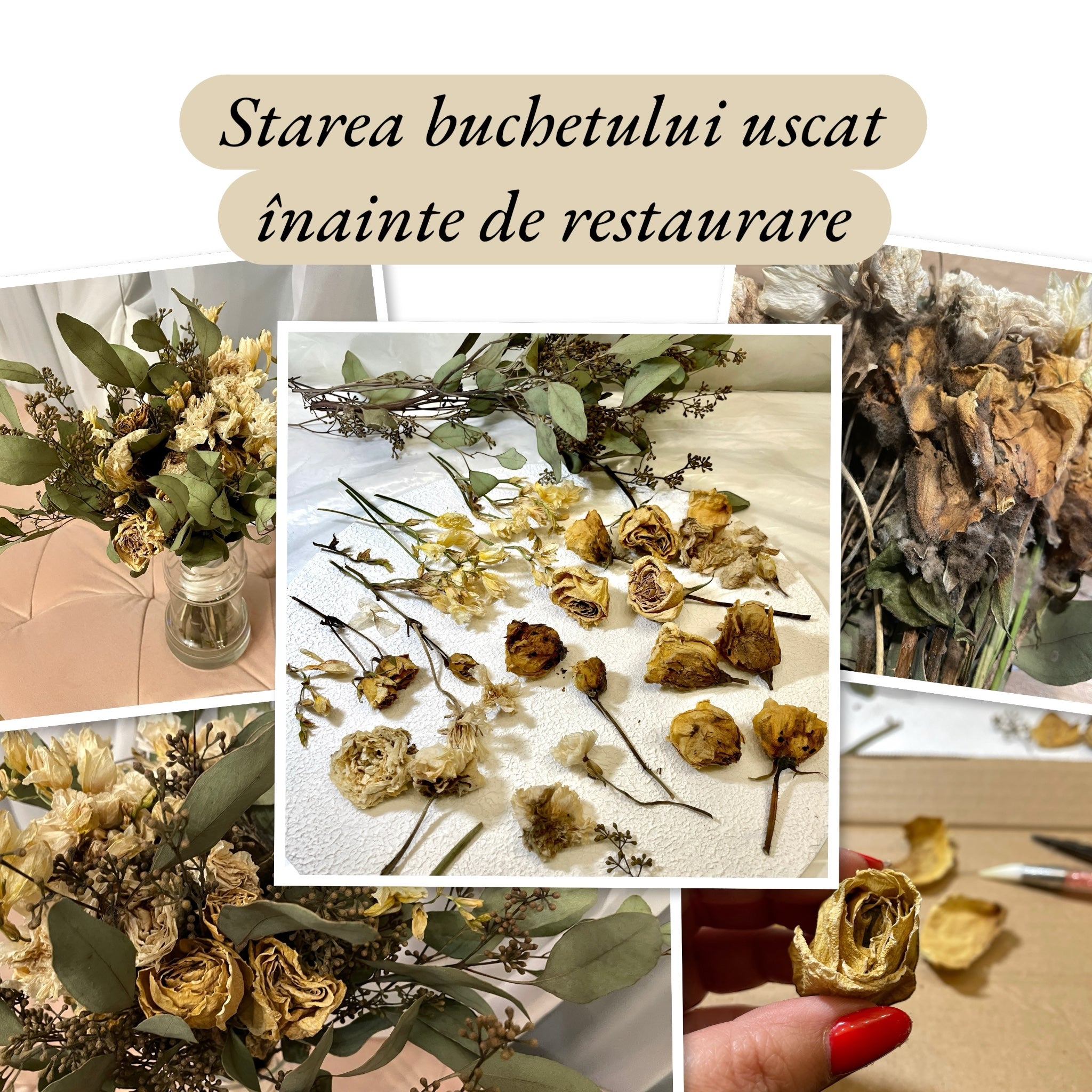 Aged dried bouquet before epoxy restoration