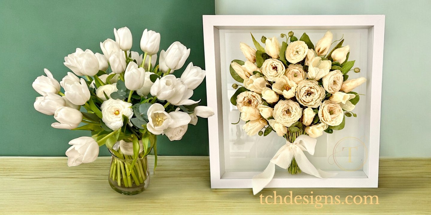 Tablou floral 3D din flori conservate – conservare buchet mireasa