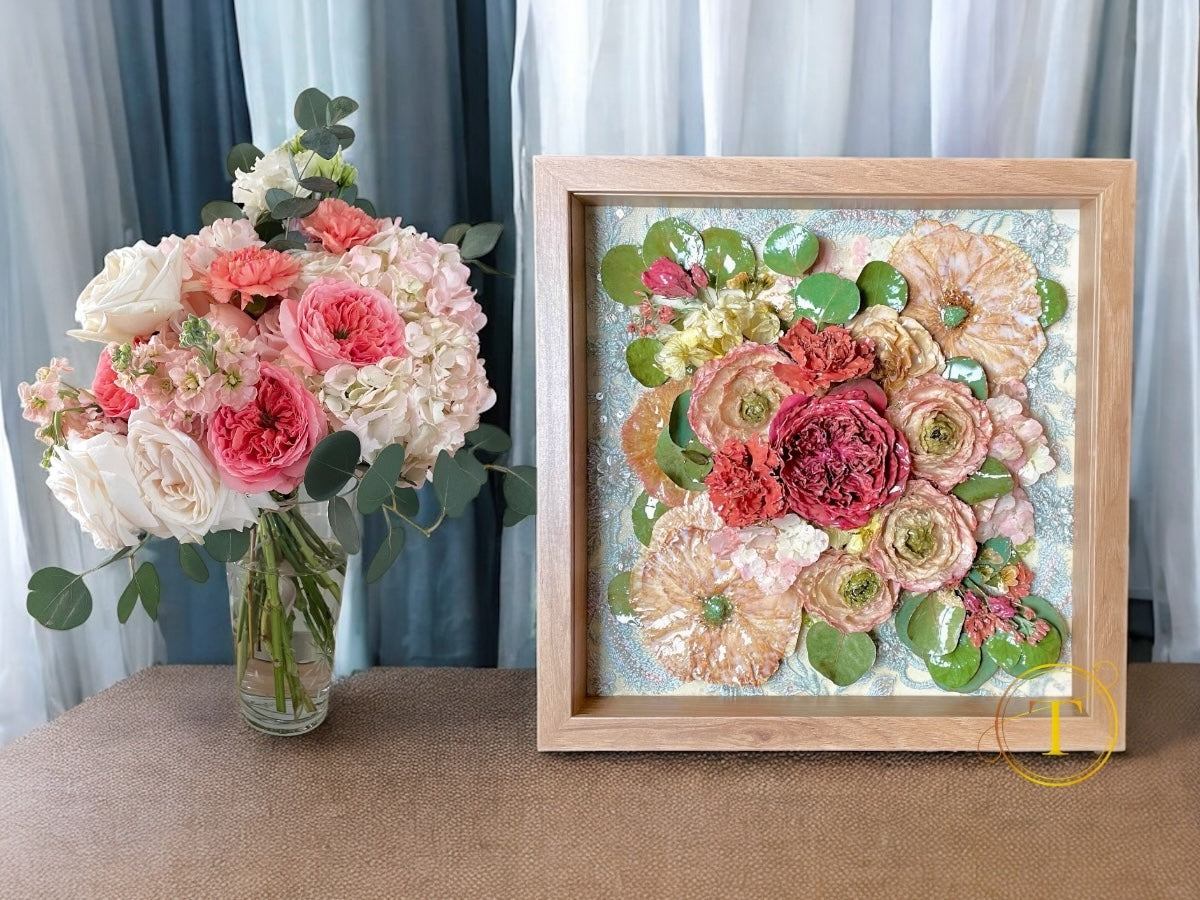 Conservare flori in rasina – tablou 3D