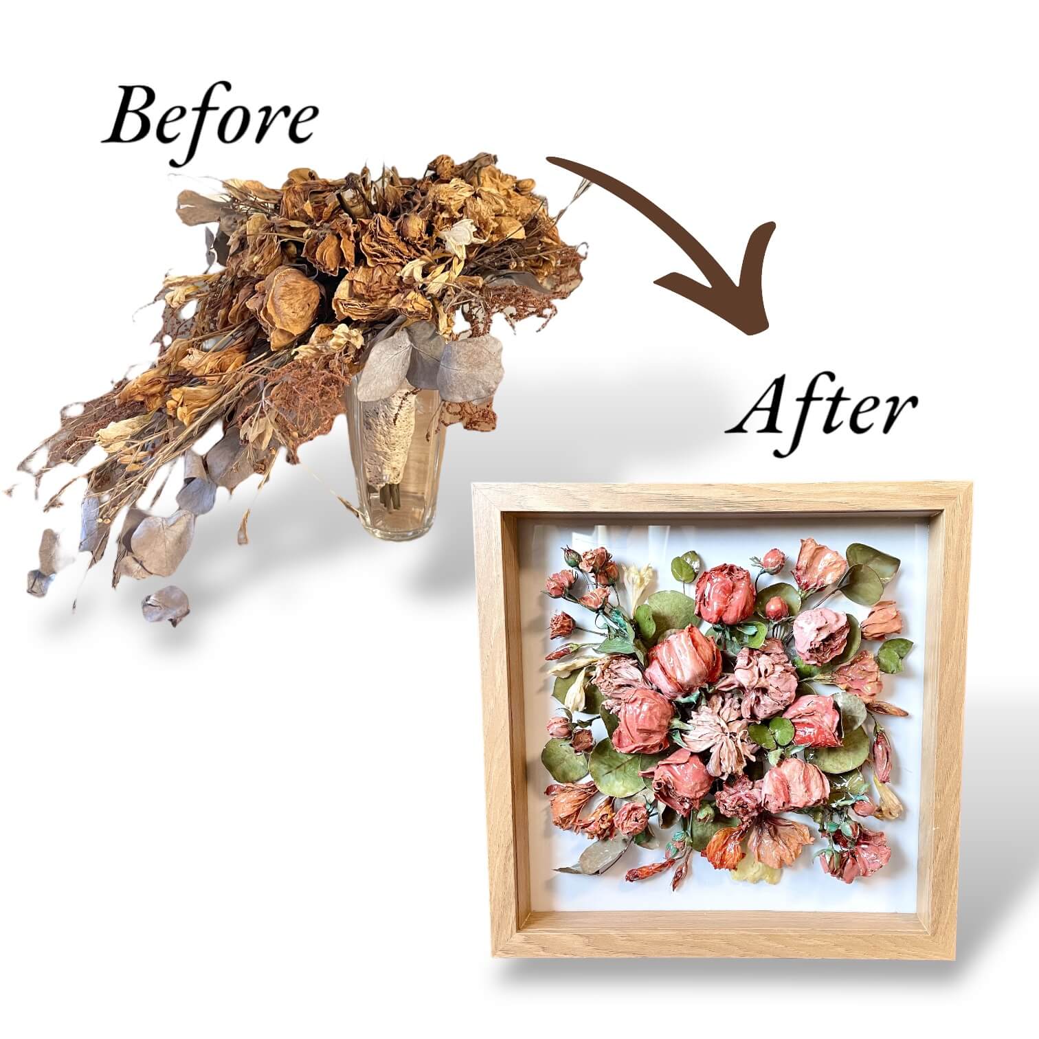 Buchet de mireasa uscat, pastrat timp de 8 ani | Reconditionare | Tablou Floral 3D