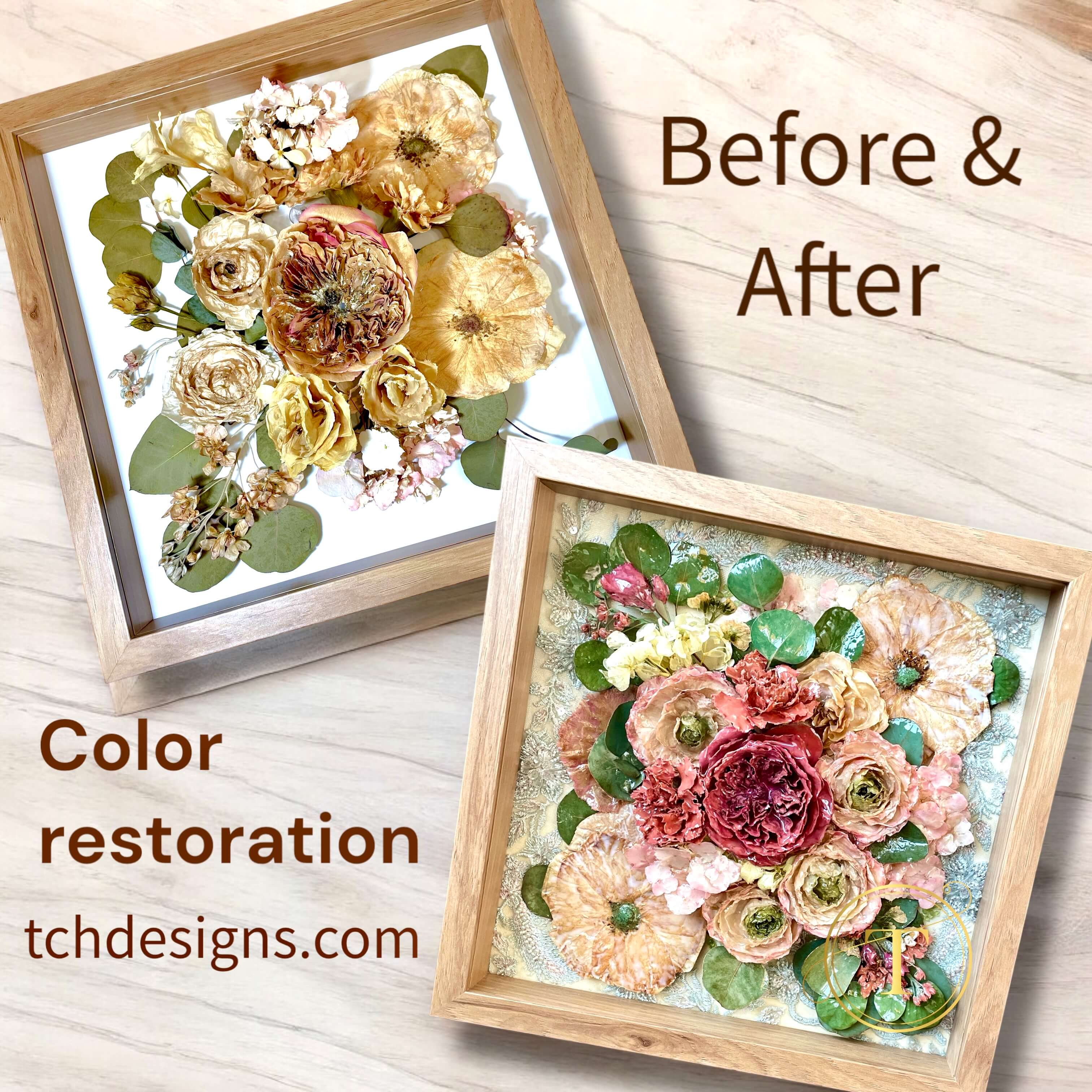 Dried flowers after color restorations