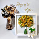before after buchet mireasa deteriorat restaurat si conservat in rasina epoxidica