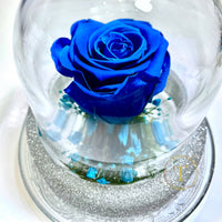 Blue Eternal Rose Glass Dome | H17cm