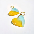 Heart keychain yellow and blue made of epoxy resin