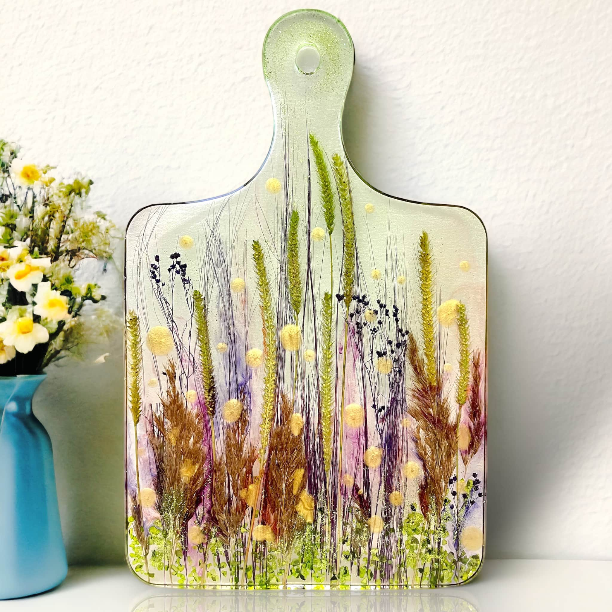 Provence Herbs - Botanical Epoxy Resin Serving Board | Kitchen Decor