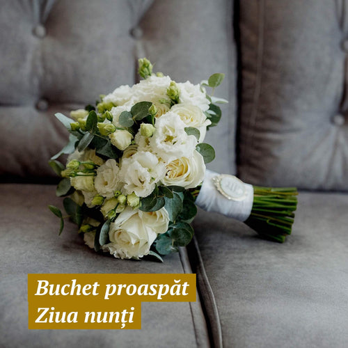 buchet mireasa proaspat din ziua nuntii flori naturale inainte de conservare