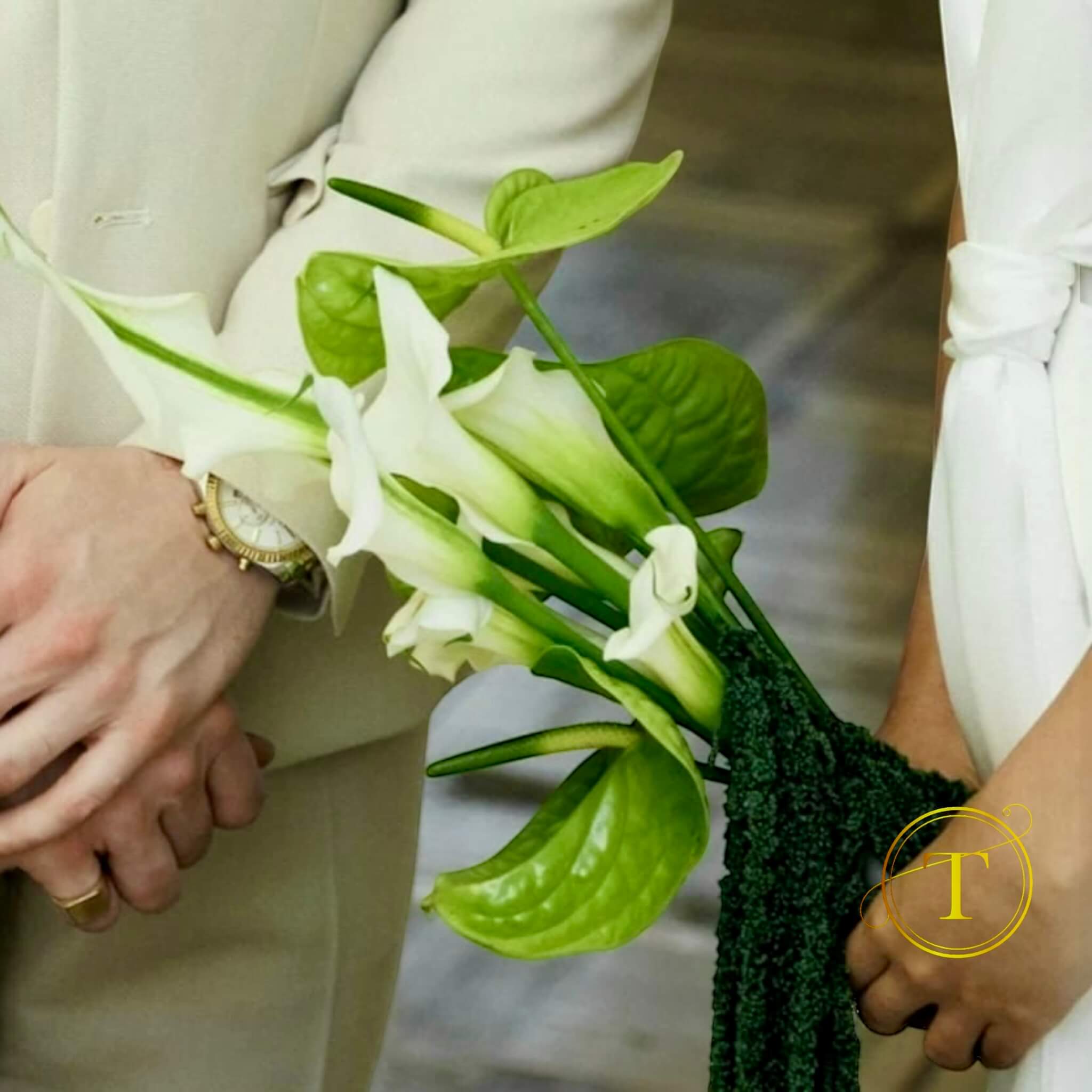 Buchet mireasa cu calele si anturium conservat 3D in rasină | Tablou 3D, 32×32cm