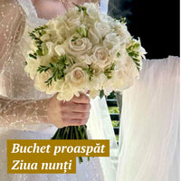 Buchetul Roxanei cu trandafiri in ziua nunti