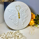 White Butterfly Textured Wall Art, Ø30cm