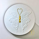 White Butterfly Textured Wall Art, Ø30cm