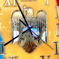 Eagle Coat of arms of Romania on the wall clock 