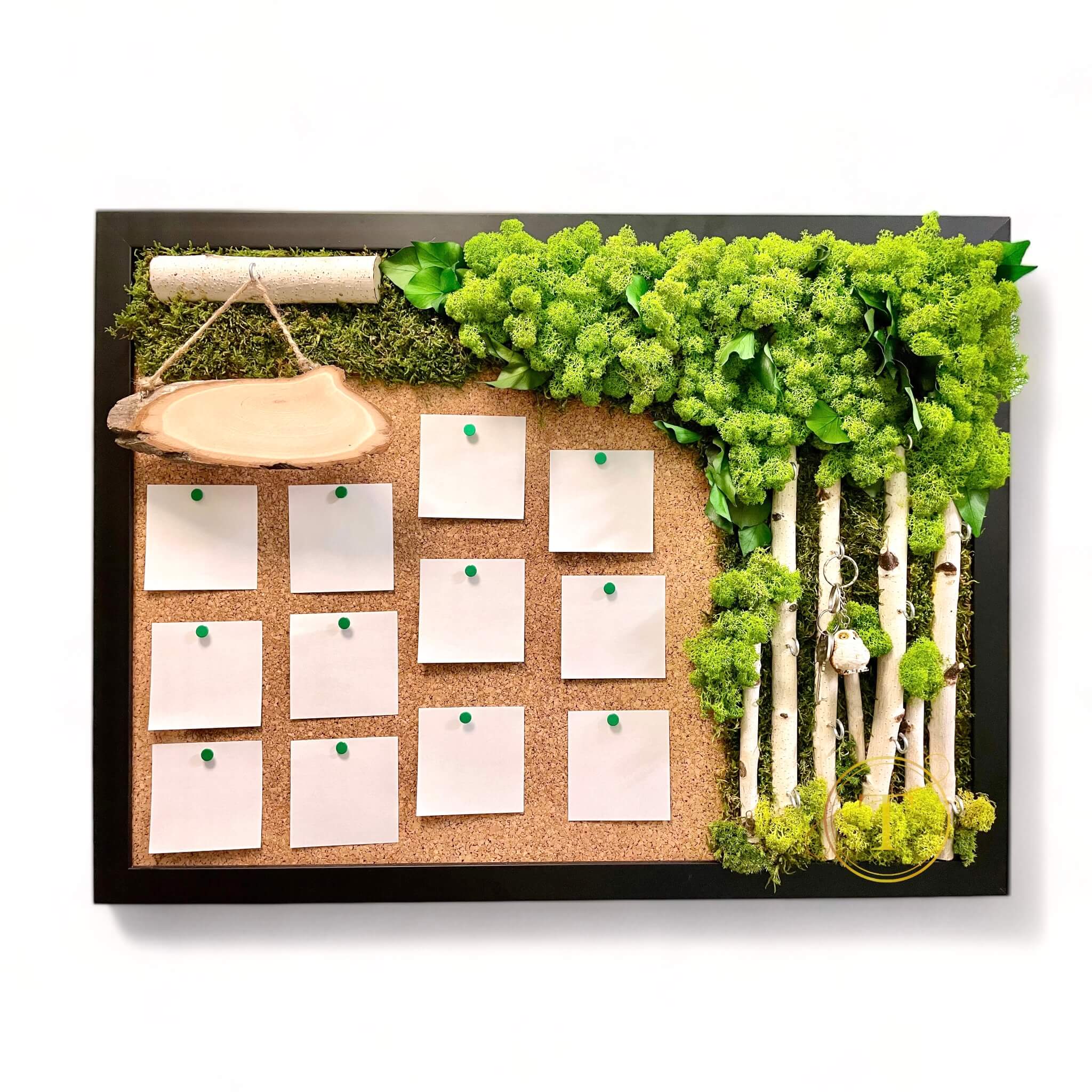 Cork Memo Board & Key Holder | Moss Wall Art, 57 x 77 cm