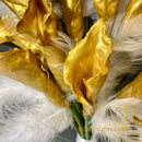 Buchet mireasa calele si pene conservat 3D in rasina | Optiune LED disponibila | Tablou 32×32cm