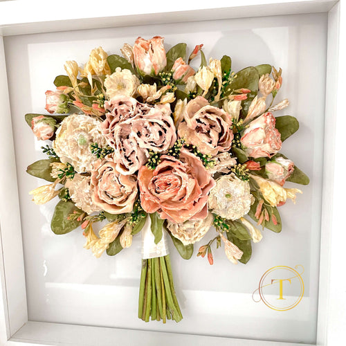 Close view of the dried dark flowers after epoxy coating 