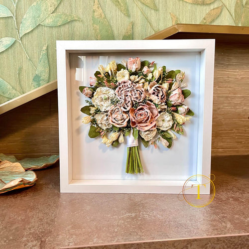 Resin frame with white background for contrast