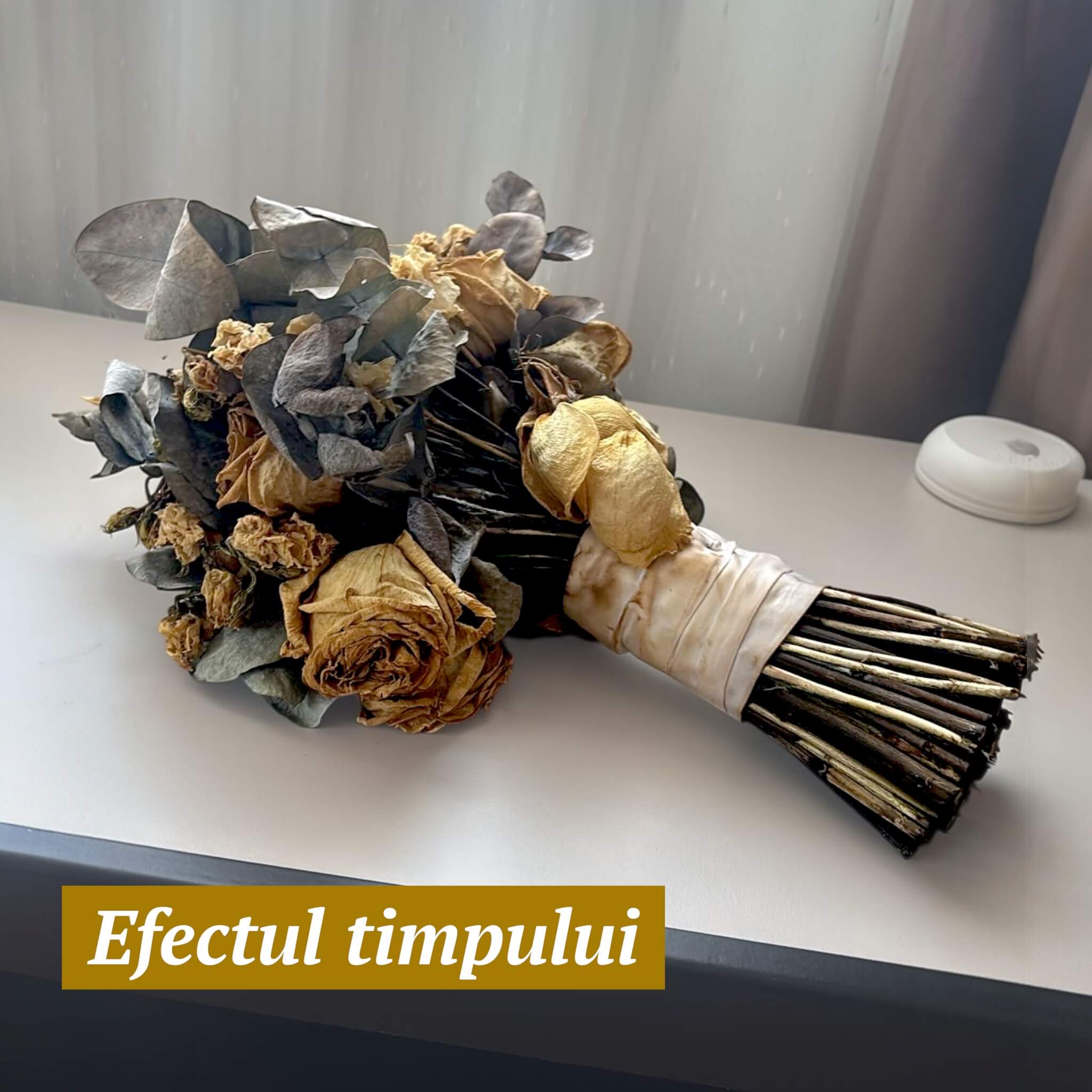 efectul timpului asupra buchetului de mireasa flori uscate degradate