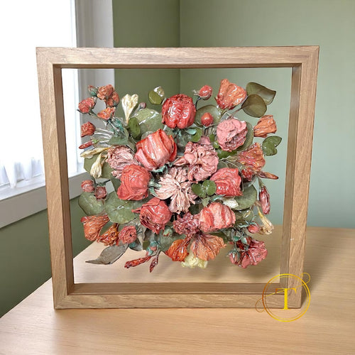 Epoxy coated flowers art flowerbox