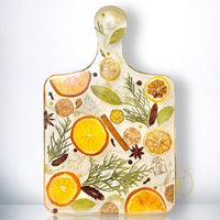 Transparent resin serving board with orange slices