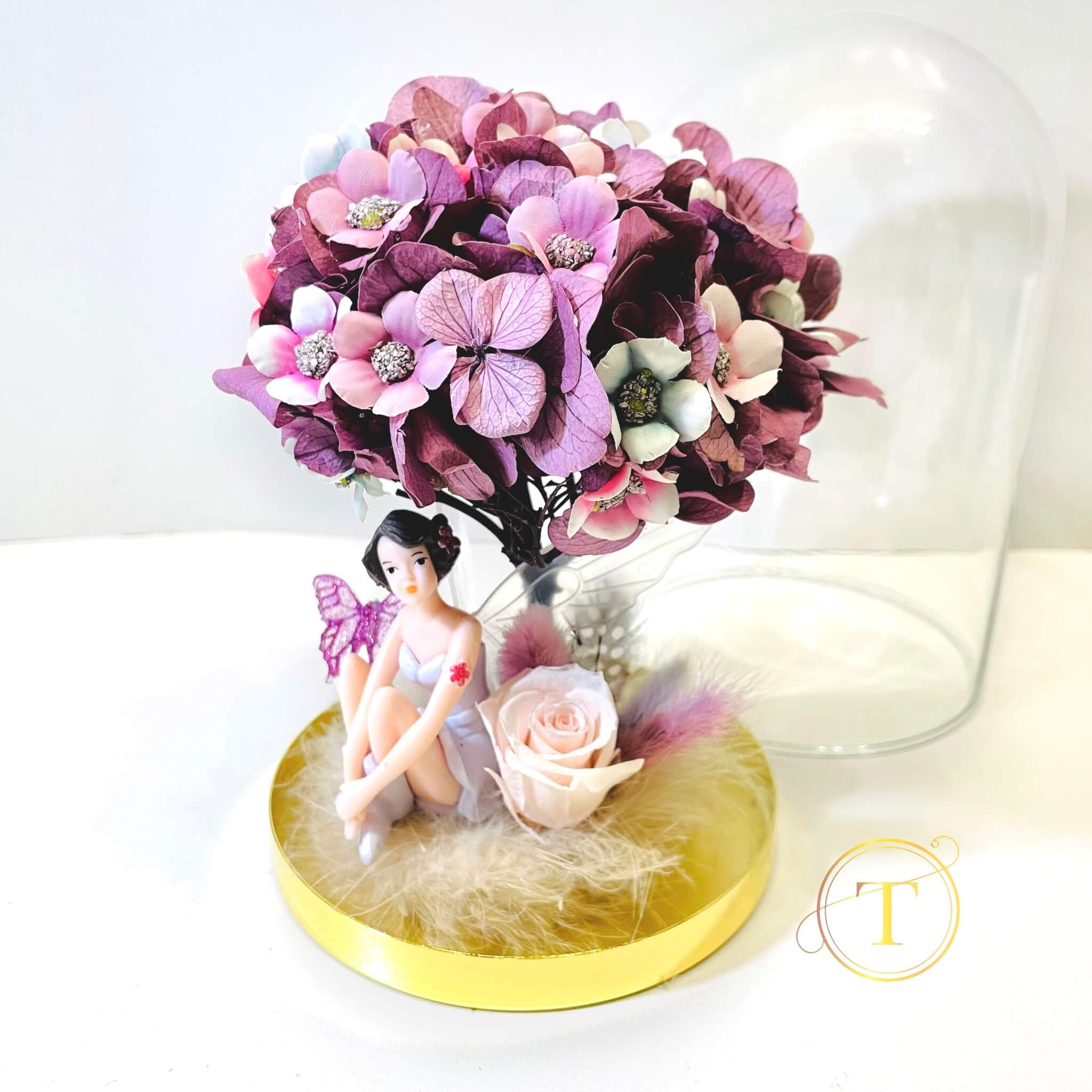 Flower Fairy - Preserved Flower Arrangement in Glass Dome, H19cm