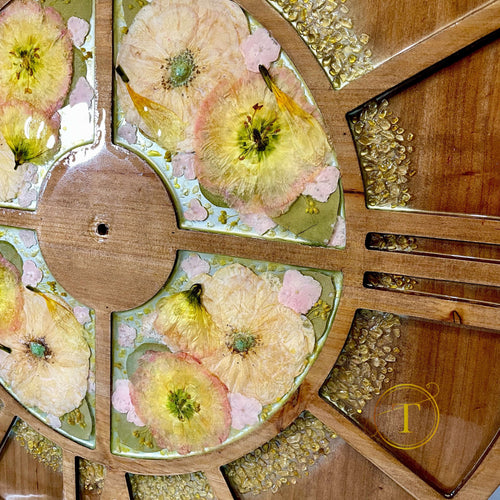 Floral wall clock created from a client’s preserved wedding flowers.
