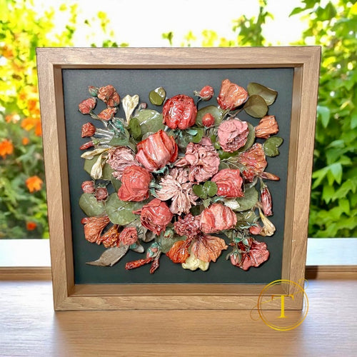 Floral keepsake with black background