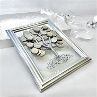 Money tree volumetric picture with white gift box