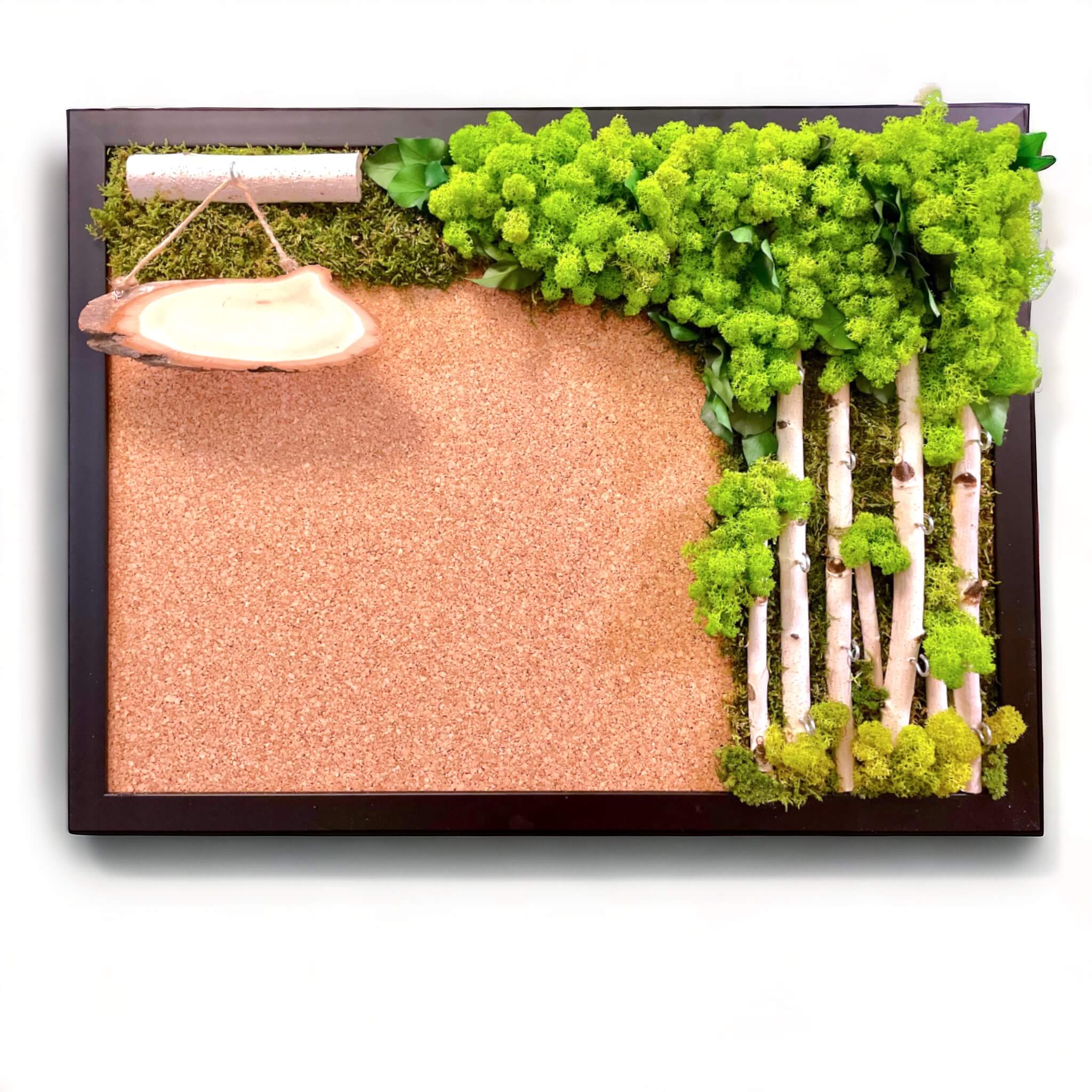 Cork Memo Board & Key Holder | Moss Wall Art, 57 x 77 cm