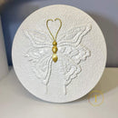 White Butterfly Textured Wall Art, Ø30cm