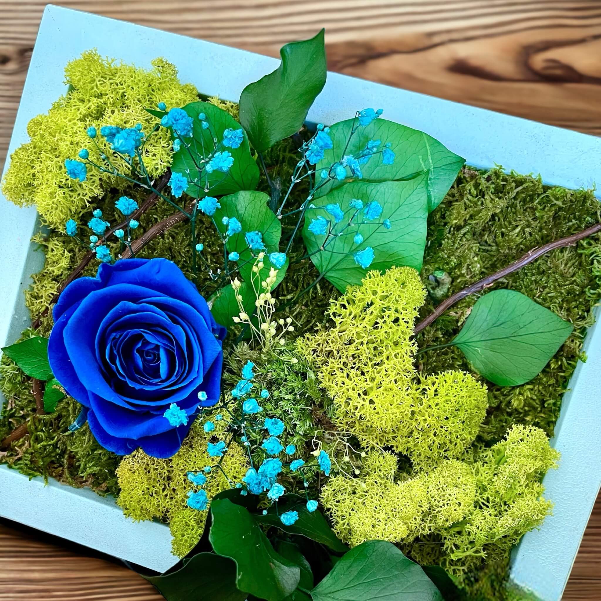 Mossy Garden: Personalized 3D Moss Wall Art with Rose, 18 x 23 cm