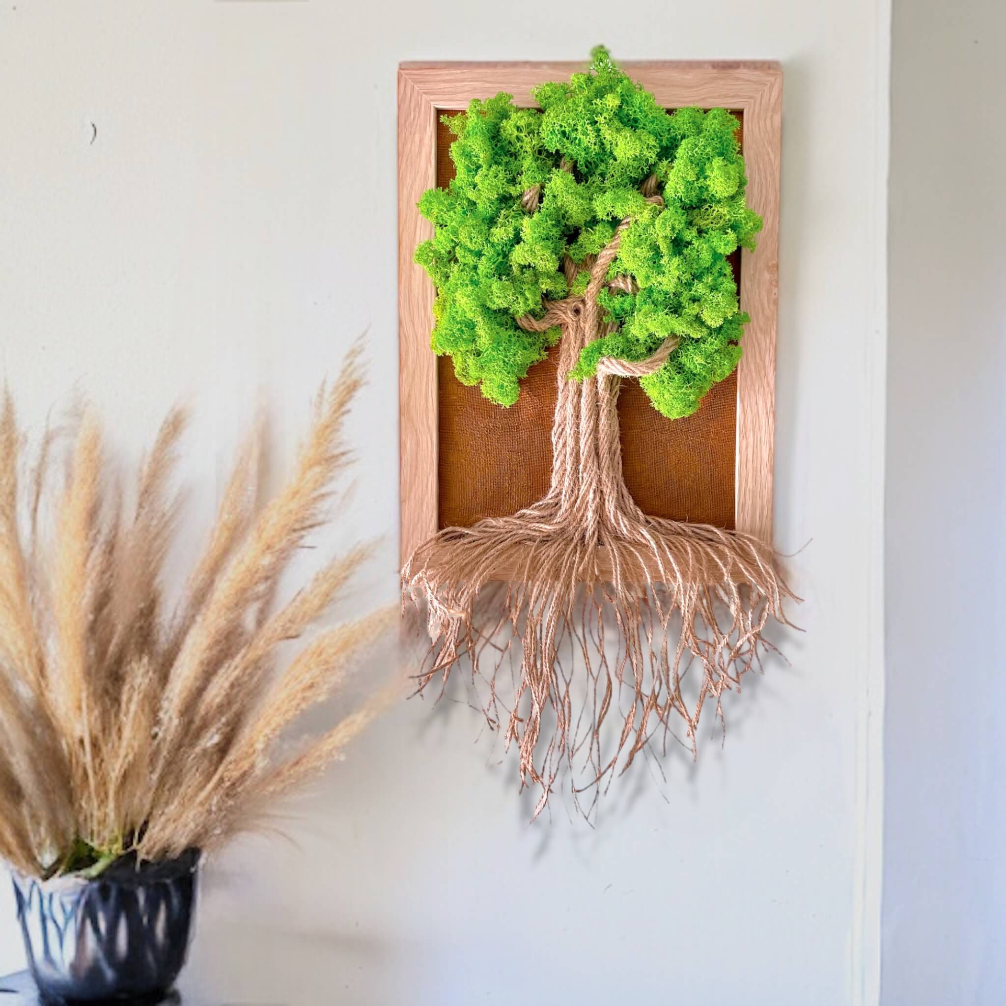 Preserved lichen tree wall art