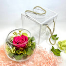 Pink rose and hydrangea arrangement  with gift box