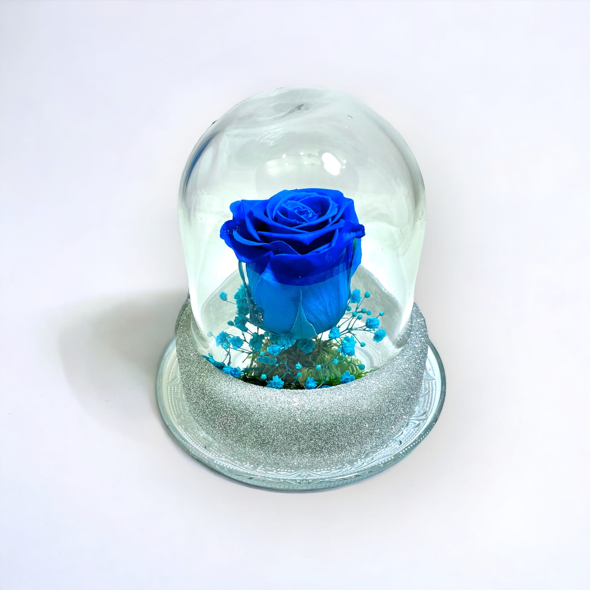 Blue Eternal Rose Glass Dome | H17cm