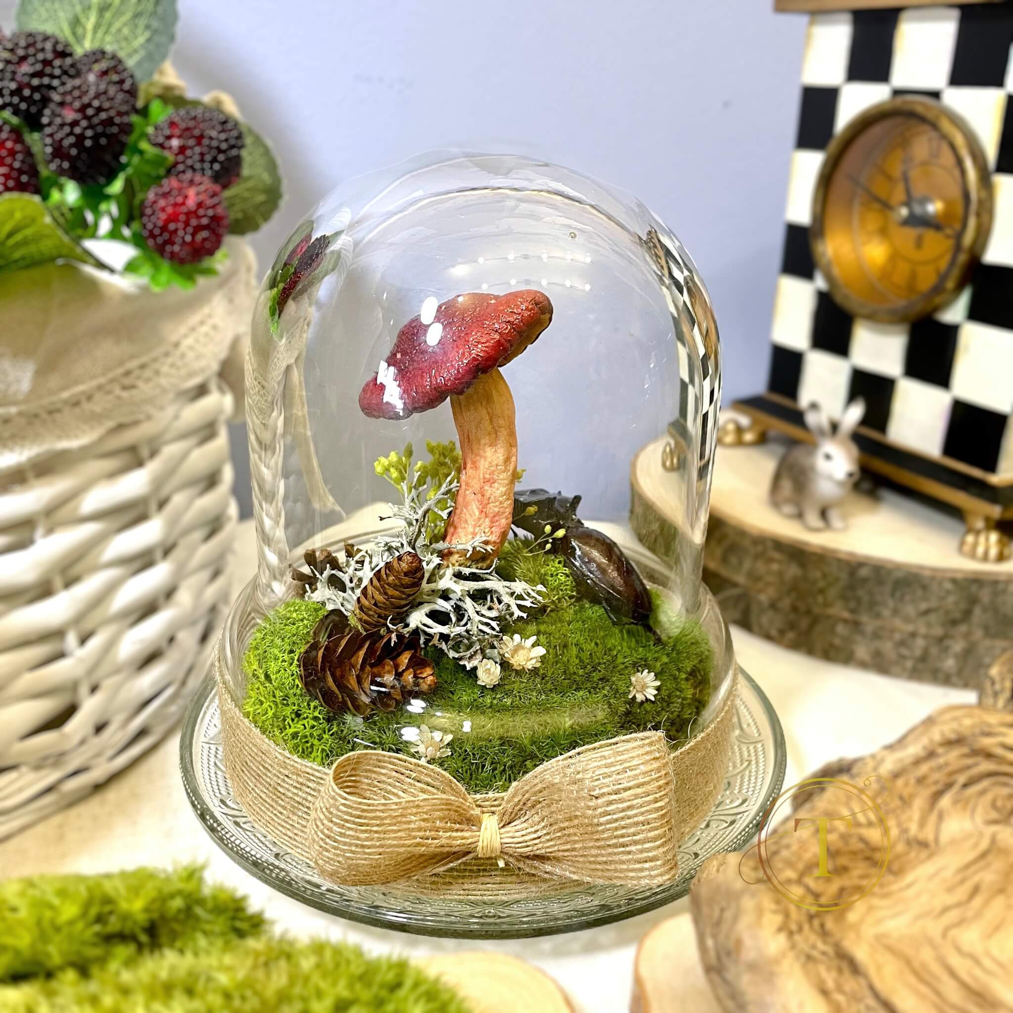 Woodland Relic 2: Real Stag Beetle & Red Mushroom Terrarium