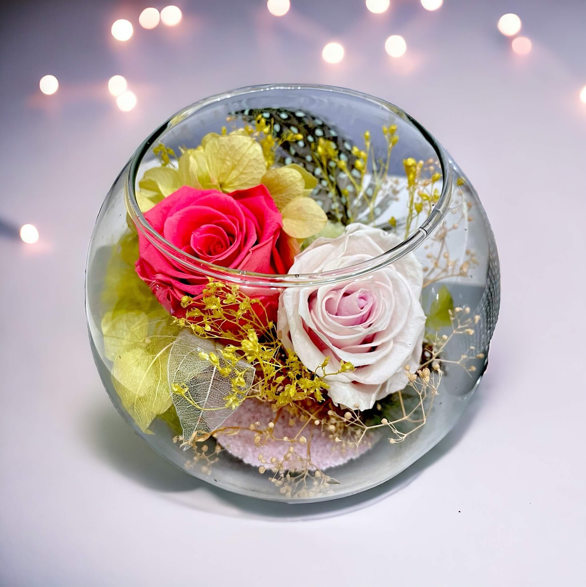 Grace - Preserved Roses in Glass Bowl, Ø14cm