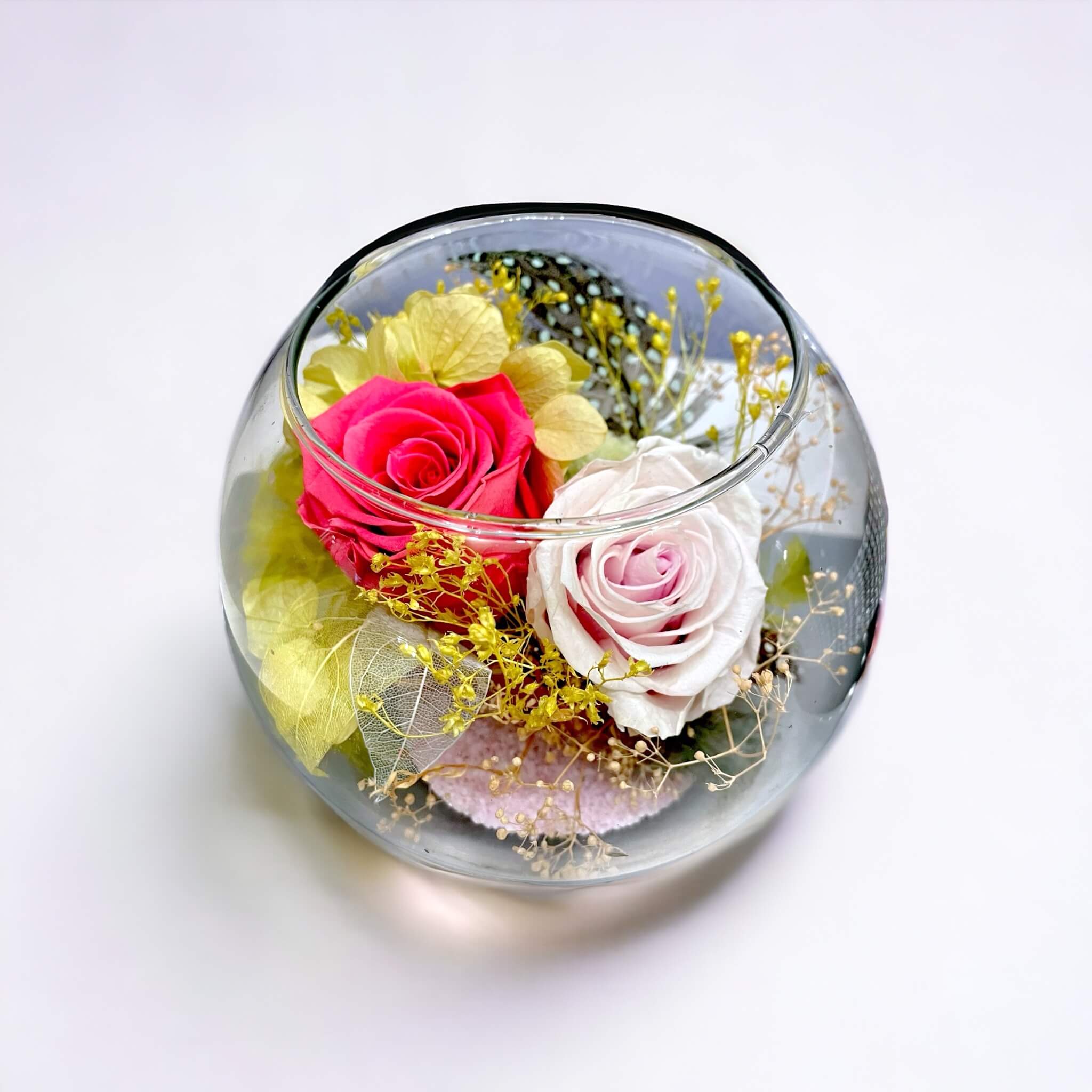 Grace - Preserved Roses in Glass Bowl, Ø14cm