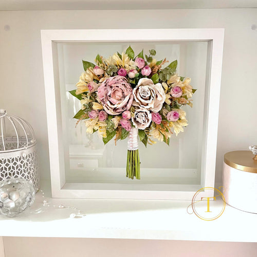 Bouquet preserved on clear glass background