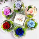 Set of six glass bowls with preserved roses women gifts