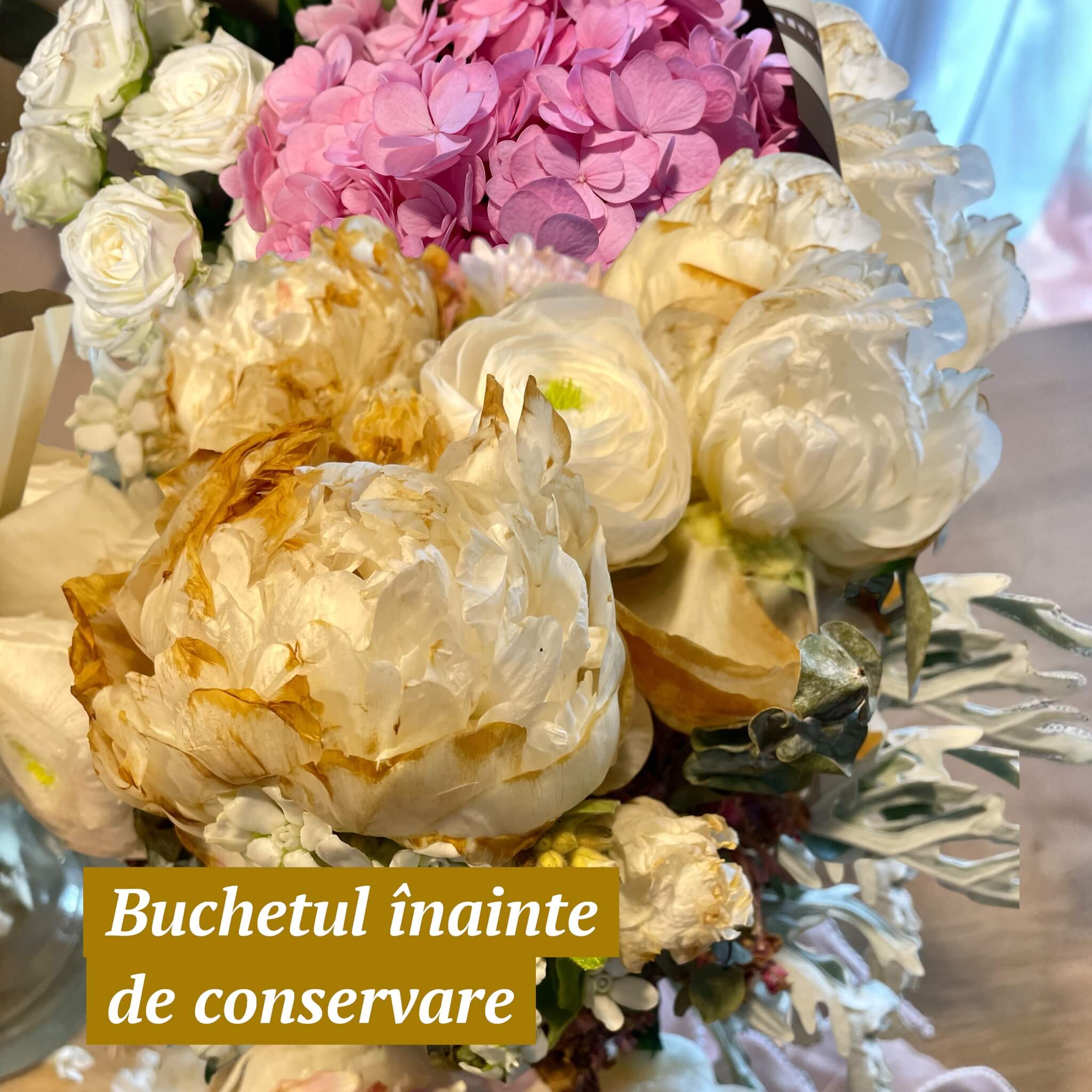 Buchet de mireasa romantic conservat 3D in rasină | Tablou 3D, 32×32cm