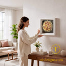 Buchet de mireasa uscat pastrat acasa reconditionat | Tablou 3D, 32×32cm