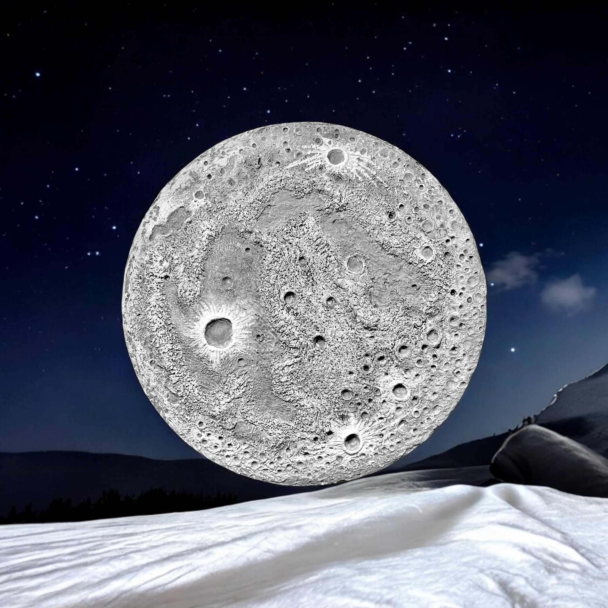 Moon wall art with sky background 