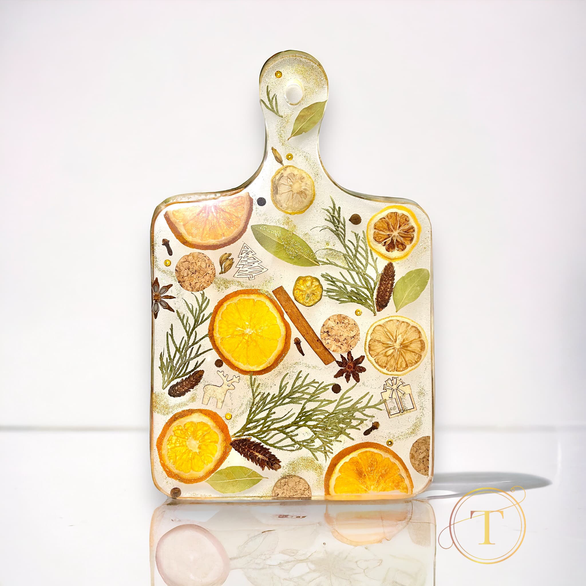 Epoxy Resin Serving Board with Orange Slices - Perfect Decor & Gift