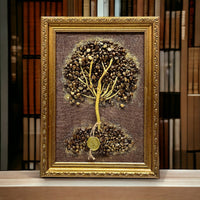 Coffee tree art Infront of books shelf 