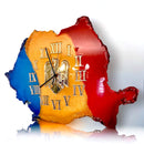 Handmade luxury wall clock tricolor: red, yellow , and blue