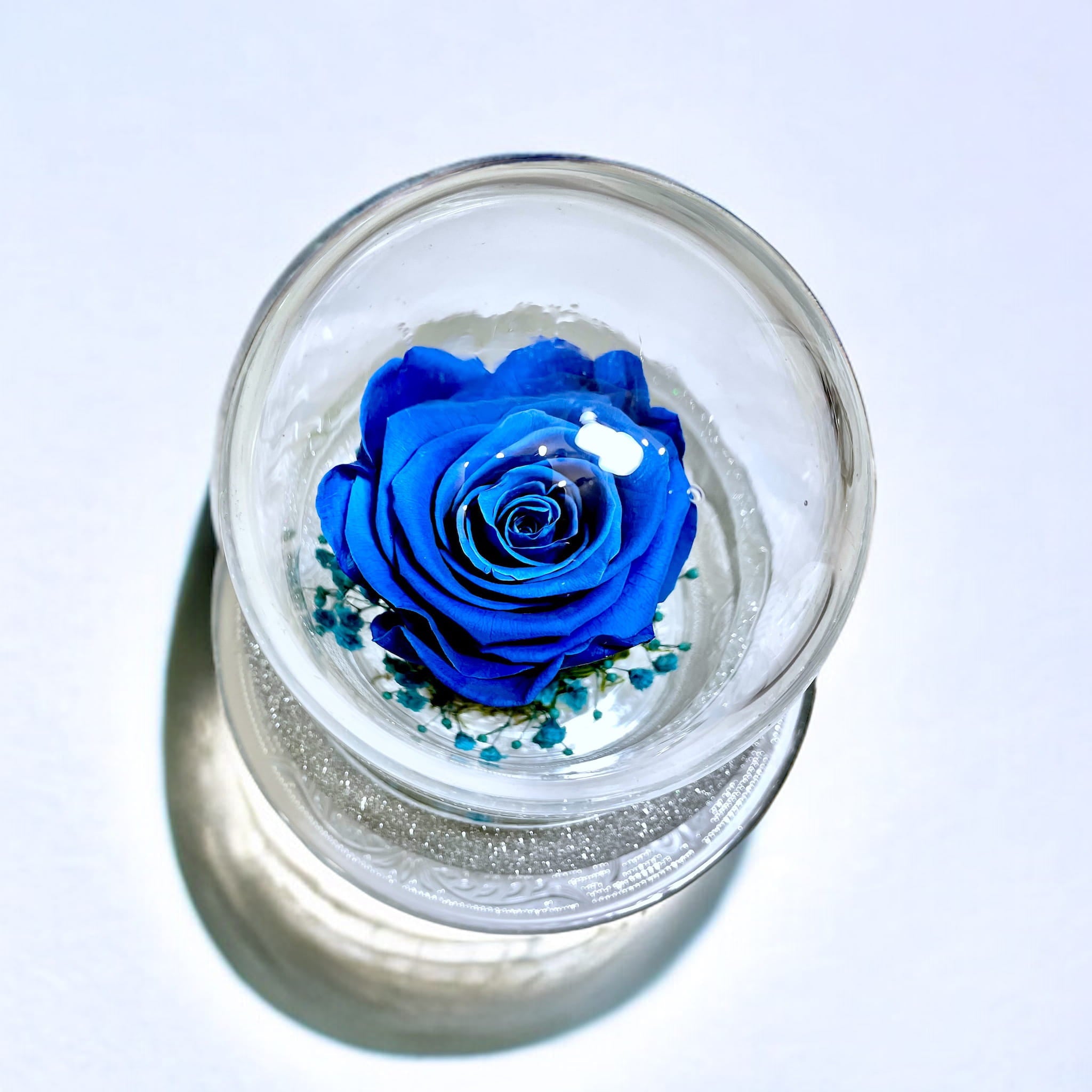 Blue Eternal Rose Glass Dome | H17cm