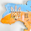 Ukrainian Courage: Wall Clock in the Shape of the Map of Ukraine, 70 x 47 cm