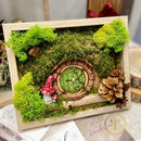 Whimsical woodland hobbit house landscape table centerpiece 