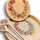 Wild Poppies: Handmade Wooden Tray & Cutting Board Set